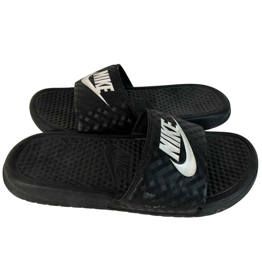 Nike Benassi JDI Women Black White Slide Sandals 343881-011 Size 8 US